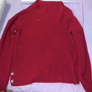 Long Sleeve Sweater, Red, Size L